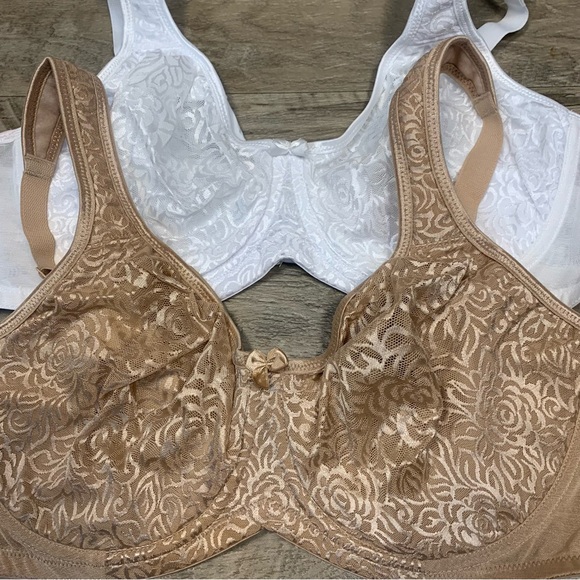 Breezies 2 Underwired Full Coverage Lace Bras White Nude - Picture 3 of 11